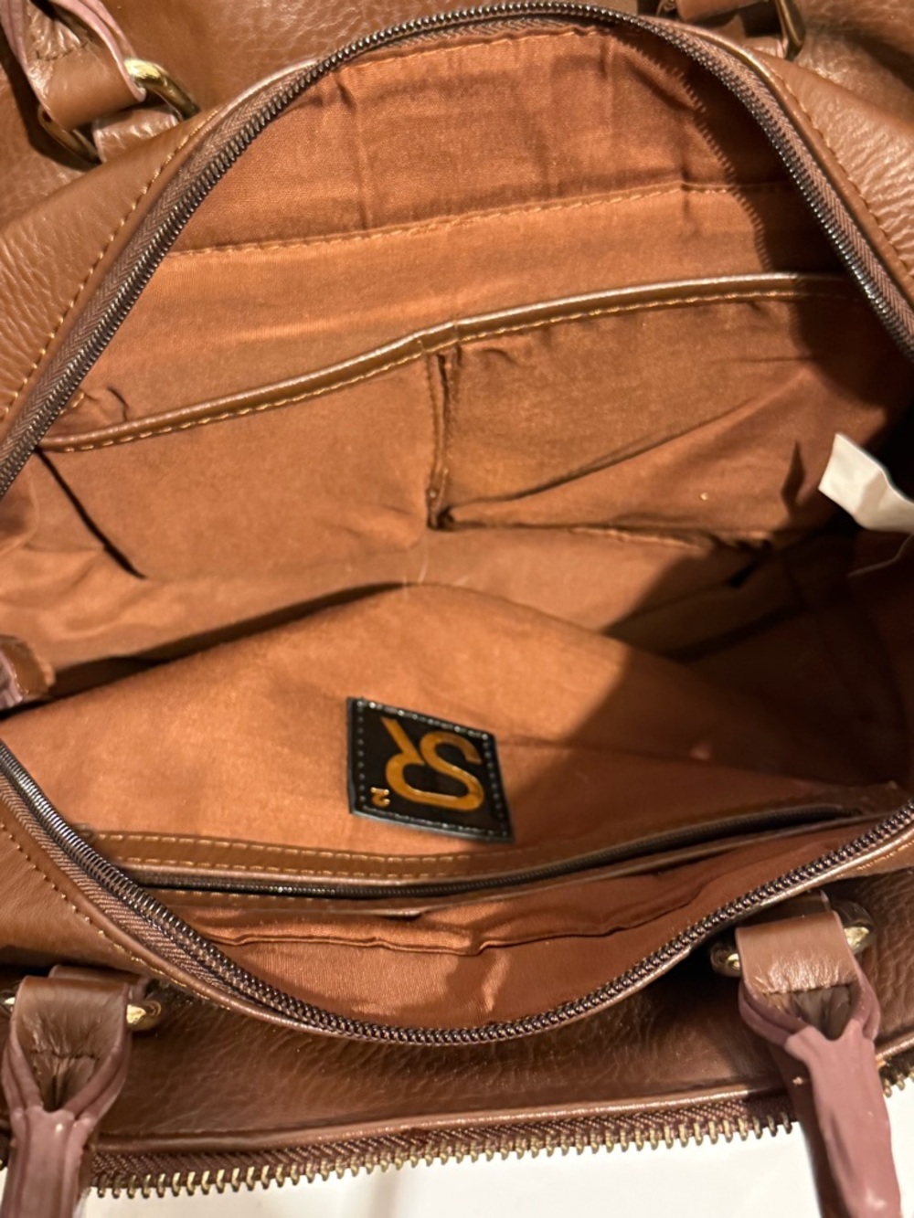 Fringed Brown Side Zip Leather Shoulder Bag - Picture 9 of 10